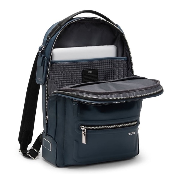 NWOT Tumi Harrison Bradner Leather Backpack in Pavement Bomb - Picture 4 of 13